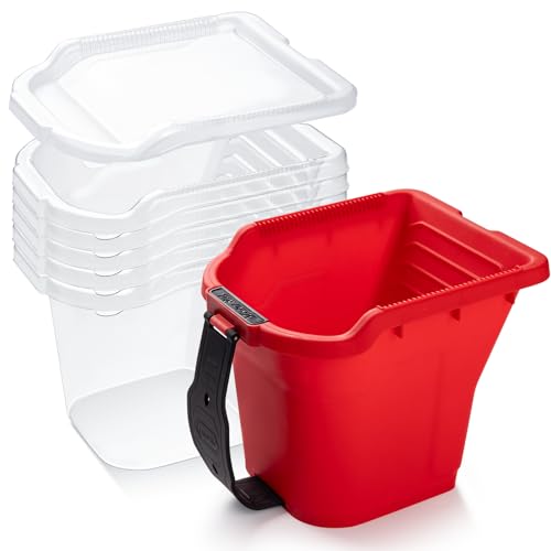 Mister Rui 4 Paint Bucket with Liner 7 Pack Paint Pan Liner with Lid Paint Cups for Painting Large Capacity and Magnetic Absorption Design