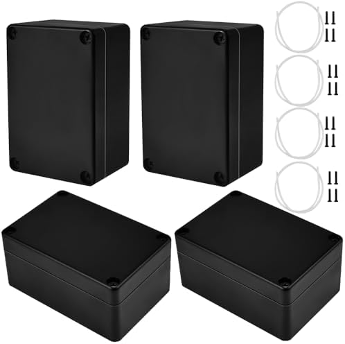 ADERTOS 4 PCS IP65 Waterproof Junction Boxes External Electrical Junction Box Outdoor Cable Connection Junction Box Plastic Project Junction Boxes Enclosure for Electronics Case - 100x68x50mm/Black