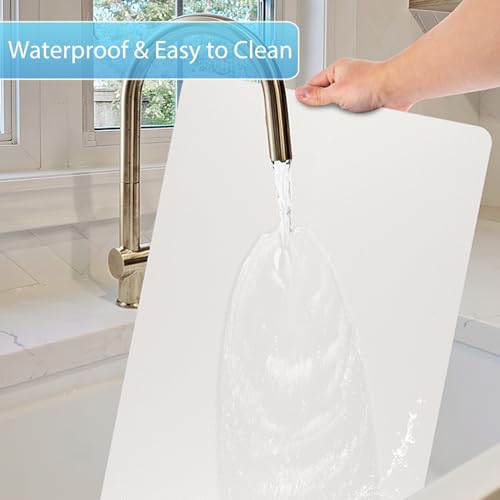 Placemats Set of 6 Washable, Heat Resistant Table Placemats Wipeable Faux Leather Place Mats Non Slip, Waterproof Square Table Mats for Indoor Outdoor, White