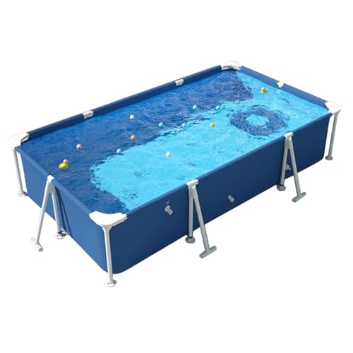 Easnuroz Piscina De Acero Pro Pool 120-300cm Piscina Exterior Rectangular Metal Frame Piscina Al Aire Libre para Estudiantes Y Adultos Piscina Infantil Grande(300 * 201 * 66cm)