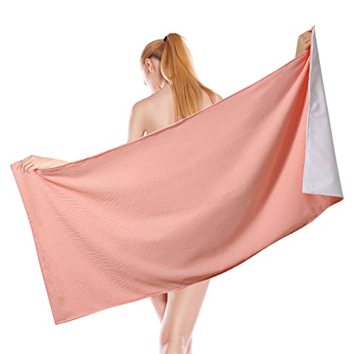 Instome Seersucker Bath Towel,Oversized Seersucker Beach Towel 27X 59 Inch,Sand Free Large Swim Towel For Kids Birthday,Christmas, (Can Embroidered Name) #TOP5