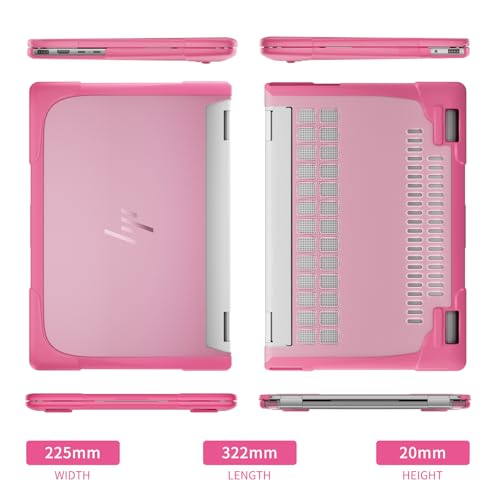 YZBYFON Heavy Duty Case for 14" HP Envy X360 2-in-1 2K Touch-Screen Laptop 2024 Release Shockproof Hard Shell Matte Translucent Anti-Fingerprint Protective Cover with TPU-Covered Edge (Pink)