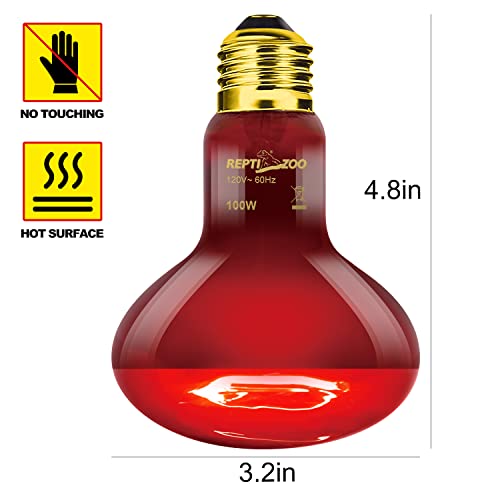 Repti Zoo IFL100 2 Pack Infrared Heat Lamp, 100W Reptile Heat Emitter Infrared Basking Spot Light thumb #6