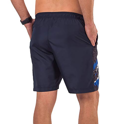 BERMUDA MASCULINA FILA SIDE BLOCK Cor:Azul e Preto;Tamanho:M