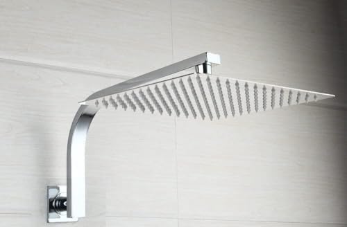 Image of Aquieen High Rise Curve Shower Arm 6 inch x 15 inch with 6 inch SS Shower Head