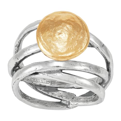 Silpada 'Moondance' Ring In Sterling Silver With 14K Yellow Gold-Plating, Size 8, Size 8 #TOP6
