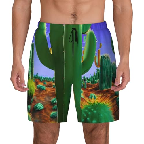 Short de bain respirant homme : maillot séchage rapide imprimé cactus du désert