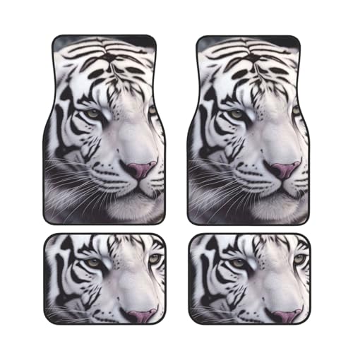 Tapis de sol de voiture robustes et antidérapants - Protection intégrale motif tigre blanc
