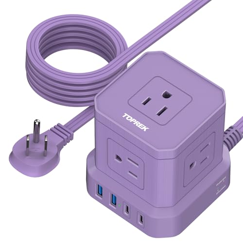 Power Strip with USB, USB C (3.0A) Travel Power Strip, 10 FT Extension Cord with 5 AC Outlet 4 USB, Compact Desk Charging Station for Home Office, Dorm, Hotel, 700J Surge Protection, Flat Plug