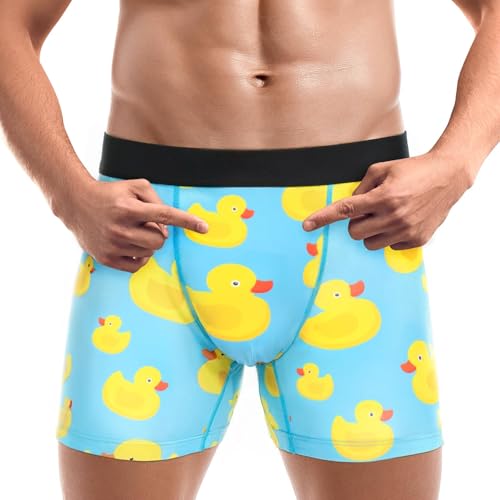 Bibalabili Herren Lustige Boxer Shorts, Witzige Unterwäsche Geschenke, Neuartige Männer Unterhosen ohne Eingriff (DE/NL/SE/PL, Alphanumerisch, M, Regular, Regular, Kleine gelbe Ente)