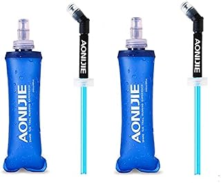 Win.Deeper 2pcs 250/450/500ml Soft Bottle TPU Foldable Outdoor Sport Water Hydration Bottle Soft Flask For Running Camping Hiking Bicycle (250ml-2PCS)
