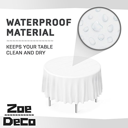 Zoe Deco Plastic Tablecloth, 84" Diameter Round White Tablecloth - 6 Pack - Round Tablecloth For Parties, Graduations, And Picnics #TOP2