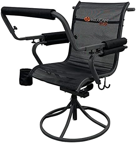 NEXCAM® AXIS SC 360 Shooting Chair. First of its Kind Dual-axis Swivel and Tilting Shooting Chair with Rail. Patent Pending