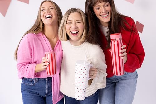 Image of Simple Modern 40 oz Valentine's Day Trek Tumbler with Handle and Straw Lid | Cup Holder Friendly Insulated Stainless Steel Travel Mug | Crimson Hearts