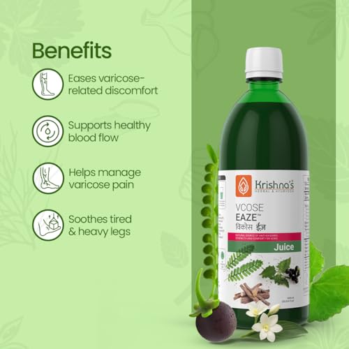 Image of Krishna's Vcose Eaze Juice - Natural Source of Antioxidants - Herbal Juice for Comfort & Vitality - 1000 ml