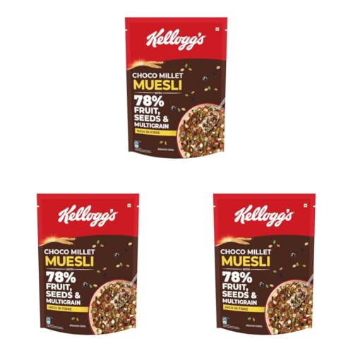 Image of Kellogg's Choco Millet Muesli with 78% Fruit, Seeds & Multigrain| Power Breakfast|No Maida No Palm Oil| India's No 1 Muesli| 400g (Pack of 3)
