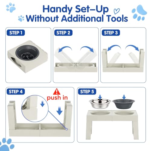 XIAZ Elevated Dog Bowls Large Breed Raised Dogs Bowl Stand Large/Medium Sized Dog Slow Feeder Dogs Bowls Food Water Stands 5 Heights Adjustable 9/11/12/14in Pet Feeder Dish Station by XiaZ - Used condition - Image 8