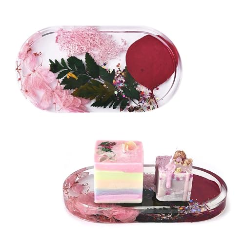 Image of 400g DIY Epoxy Resin Art Materials Kit for Making Oval Capsule Tray with Silicone Mould, 6 Glitters, Gold & Silver Flakes & 3 MICA Color Pigments for Beginners (3:1 Raisin to Hardener)