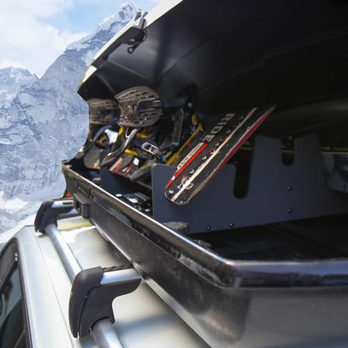 TRAPSKI Lowpro Series Ski and Snowboard Rack Inserts for Rooftop Cargo Box Marine Grade HDPE Plastic | Premium Strap Included | 3 Year Warranty | Made in The USA (LOWPRO5-XL)