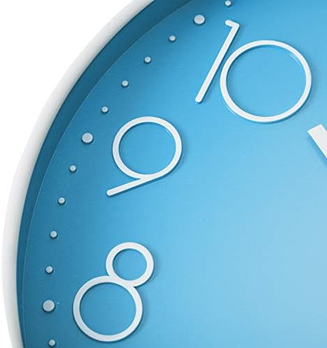 Lafocuse 12 Inch 3D Numbers Blue Wall Clock for Living Room Decor, Modern Wall Clock Kitchen Battery Operated Silent Non-Ticking Bedroom Home Office