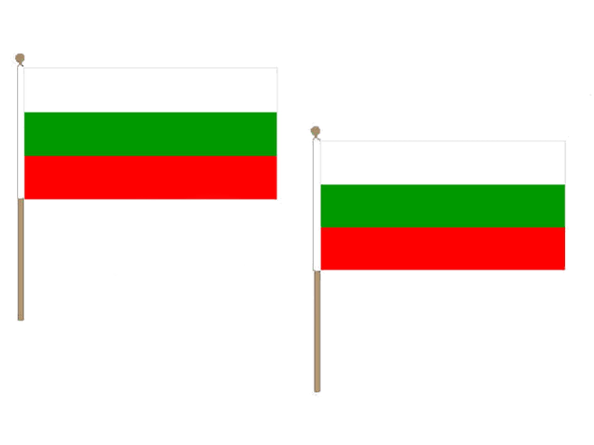 Drapeau Bulgarie 45x30cm avec hampe en bois pour supporter l'équipe
