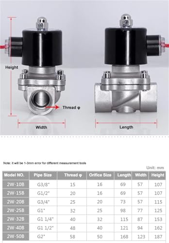 Válvula solenoide normalmente cerrada 3/8 acero inoxidable 220V AC de 2 vías 3