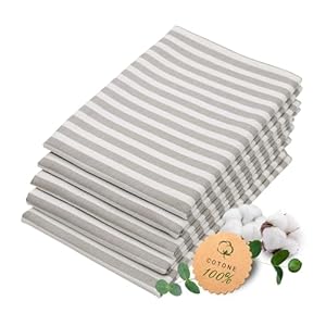 ZOLLNER 5 strofinacci in cotone 50×70 cm – canovacci assorbenti e lunga durata – lavabili a 60°C – a righe grigie e bianche – Qualità gastronomica – certificato OEKO TEX (R)