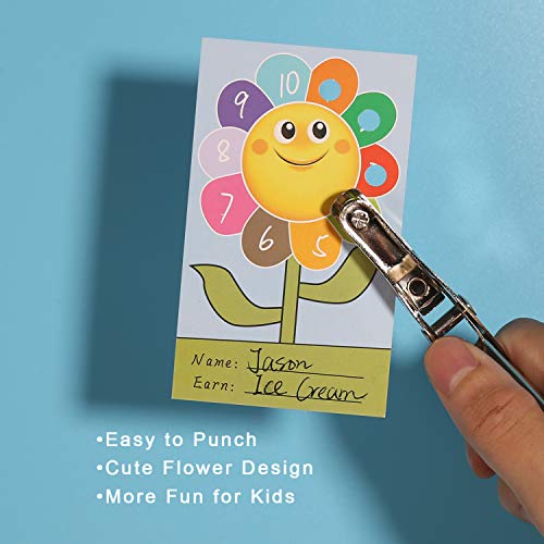 Image of ONEDONE Punch Cards 200 Pack Incentive Reward Cards for Classroom Kindergarten Preschool Home 3.9 inch x 2.4 inch Sunflower Reward Punch Card for Teachers Students Kids Behavior Management