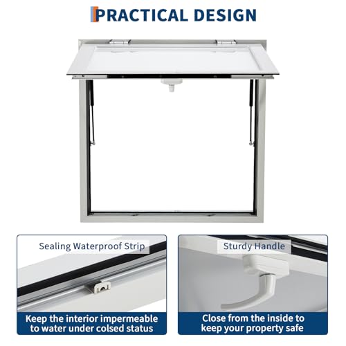 Image of 48 inchx36 inch Commercial-Grade Concession Window for Food Trucks,Outdoor Markets, Mobile Vendors，85Waterproof Awning Door with Dual-Point Security Lock， Aluminum Frame Service Opening (Glass Not Included)