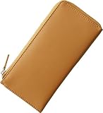 [mieno] 長財布 メンズ レディース スリム 財布 本革 L字ファスナー 薄型 コンパクト レザー (キャメル)