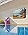 DecorLovee Outdoor TV Cover 80 to 85 Inches Weatherproof, Mountain Outdoor TV Enclosure with Remote Control Pocket, Modern Landscape Oil Painting Abstract Art TV Screen Protectors for Outside TV