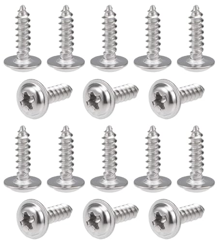 M2 x 8mm Self Tapping Screws, 304 Stainless Steel Truss Head Wood Screws, Phillips Pan Head with Washer Screw, Quick Metal Self Tapping Screws, 250pcs