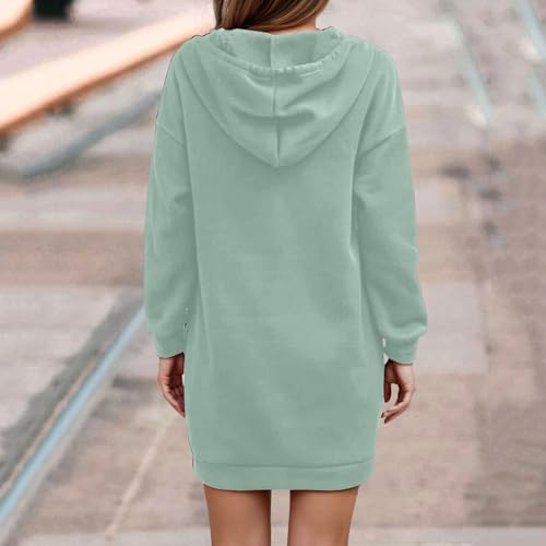 Robe pull à capuche boutonnière sur le devant coupe tunique manches longues - 2