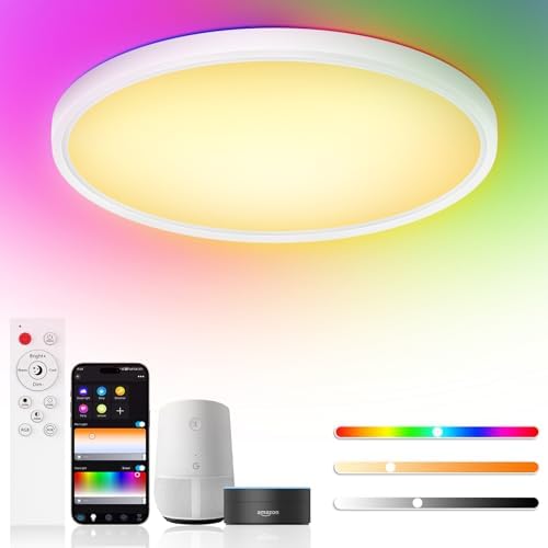 LEZOE Smart LED Deckenleuchte - RGB, Dimmbar, WLAN & Sprachsteuerung