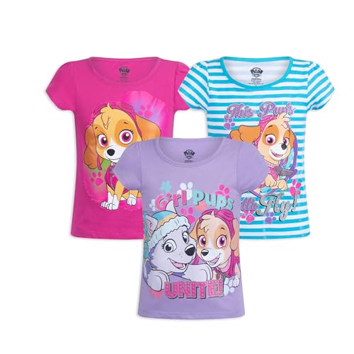 Paw Patrol Nickelodeon Skye and Everest Girls 3 Pack T-Shirts for Toddler Little Kids