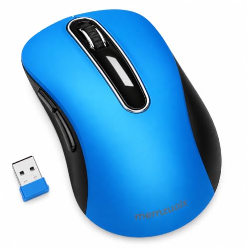 Image of memzuoix 2.4G Portable Wireless Mouse, 1400 DPI Mobile Optical Cordless Mice with USB Receiver for Computer, Laptop, PC, Desktop, MacBook, 5 Buttons, Blue