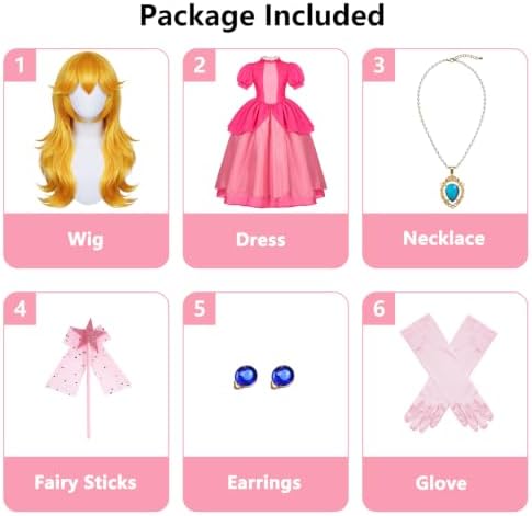 Pink Princess Costume Kids Girls Royal Princess Dress with Accessories Set