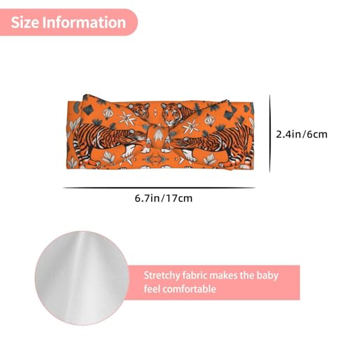 Orange tiger leopard Picture Baby Bow Headband Stretchy and Soft for Newborns, Infants, Toddlers, and Kids Girls3