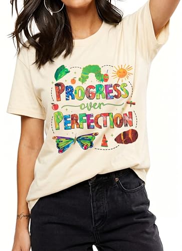 Image of Teacher Shirts Women Teach Print Graphic Tees Kindergarten Elementary Teaching Life Shirts Back to School Tees Tops