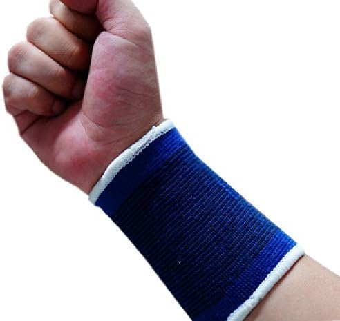 Pair 2 CaringaTM Soft Orthopaedic Washable Elastic Wrist Bands Braces Cuffs for Sports Tennis Gym (Blue)