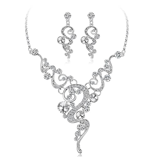 Pendientes de mujer con circonita y colgante de 50 cm bañado en plata KnSam
