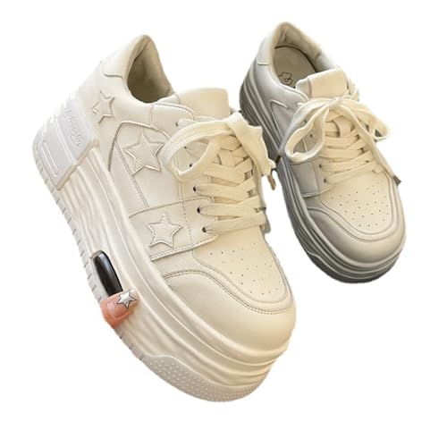 Cute Star Shoes Chunky Platform Lace-up Comfortable Slip-Resistant Lightweight Soles Casual Sneakers Trendy Footwear Kawaii Y2K Aesthetic Pretty Pastel Gifts for Girls Standing All Day