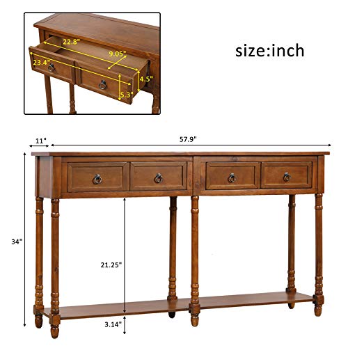P Purlove Console Table Sofa Table With Storage For Entryway With Drawers And Shelf Rectangular Living Room Table (Distressed Walnut) #TOP2