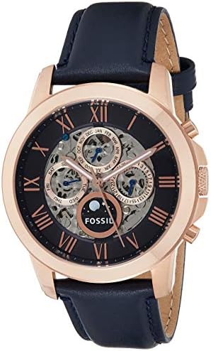 Blue Dial Leather Band Automatic Watch 