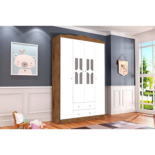 Guarda Roupa Infantil 4 Portas 2 Gavetas Eloa J&a Móveis Demolição/branco