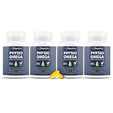PhysioTru Physio Omega - Omega 3 Supplement - Sustainably Sourced - with DPA, EPA, and DHA - Burpless Fish Oil - 4 Pack