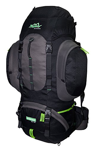 Tashev Sac à dos de trekking, Schwarz & Grau & Grün (noir) - Vihren 70