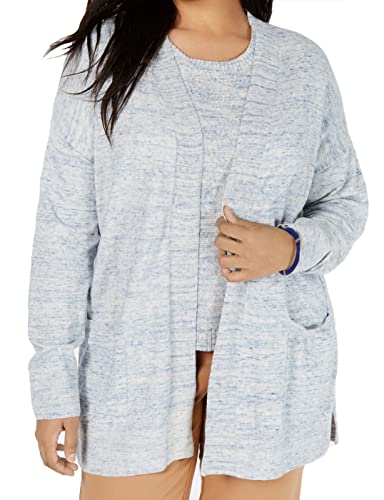 Charter Club Womens Plus Knit Printed Cardigan Sweater Blue 2X #TOP9