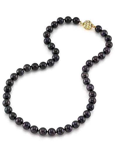 The Pearl Source 5.5-6.0Mm Black Akoya Japanese Pearl Necklace For Women - 14K Gold Pearl Strand Necklace | 18In Long Pearl Necklace With Genuine Cultured Pearls #TOP15