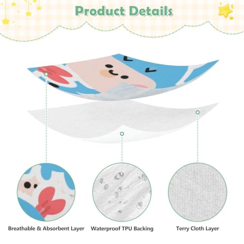 Drap imperméable lit bébé anti-fuite bleu motif crabe - 6